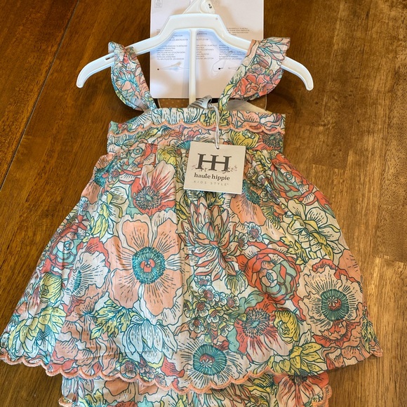 Haute Hippie 3 Pc Sleeveless Dress set Size 6-9 Months Peach - Picture 2 of 3